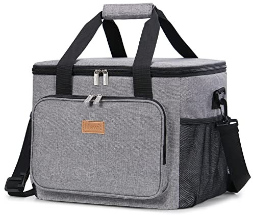 Lifewit Bolsa Termica Porta Alimentos 24L(40 Latas), Bolso Comida Trabajo Hombre y Mujer, Lunch Bag para Lonchera, Pequeña Bolsas Nevera Portatil para Playa, Viaje, Work, Gris