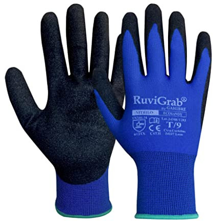 Ruvigrab - Guanto supporto in fibra/nylon, rivestimento in nitrile sandy