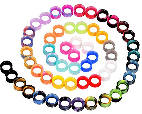 Longbeauty Mehrfarbige Silikon Flesh Tunnel Set Plugs Weiche Silikon Tunnel Set Ohr Piercing Schmuck