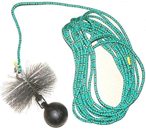 rg-vertrieb Kaminbesen Schornsteinbesen Kehrbesen Zugbesen Rußbesen aus Stahldraht + Zugseil PP-Seil + Zuggewicht 1,9kg Set Größe wählbar (Besen 20cm, Zugseil 12m)