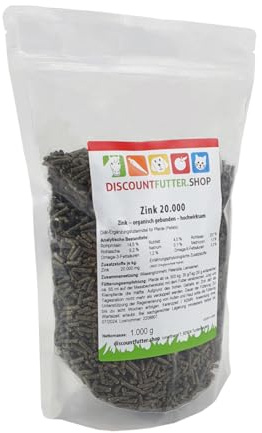 Zink 20.000 Pellets für Pferde, organisch, hochdosiert, 1 kg | Bei Zinkmangel, für Haut, Fell & Hufe, ohne Getreide & Zuckerzusatz