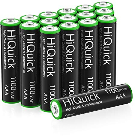 HiQuick 16 Counts Rechargeable Batteries AAA 1100mAh High Capacity Performance 1.2V, Per-Charged Ni-MH AAA Battery