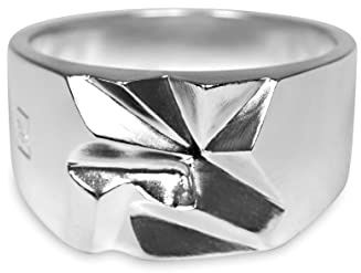 Herren Siegelring Silber aus 925 Sterling Silber massiv handverarbeitet eckig matt modernes Design | Herrenschmuck aus Deutschland inkl. Geschenkbox (Zacken, 58)