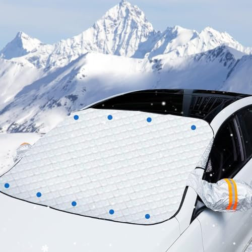 Vintoney Couverture de Pare-Brise de Voiture - Fixation magnétique - Pliable et Amovible - pour Pare-Brise de Voiture - Protection Contre la Neige, la Glace, Le Gel, la poussière et Le Soleil