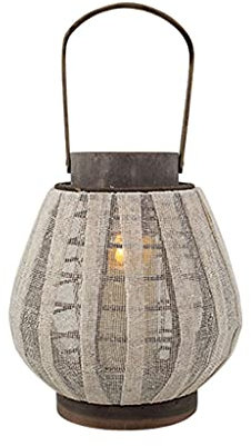 Kerzenständer Bambus gewebt Leinen Retro Pastoral Winddichte Laterne Tragbare Laterne Home Dekorationen Kerzenhalter Ornamente, um elektronische Kerzen zu senden Deko Wohnzimmer (Color : Beige)