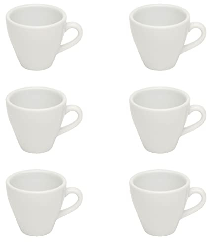 Gastro Spirit - 6er Espresso-Tassen Set - Weiß, 90 ml, Porzellan, dickwandig, spülmaschinenfest, italienisches Design - 6-teiliges Kaffee-Tassen Set