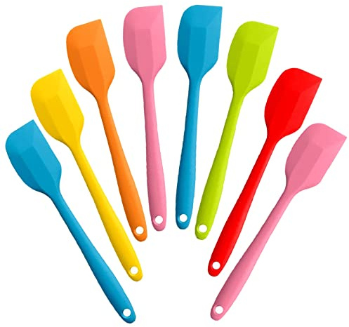 8 Pieces Silicone Spatulas,8.5 inch Non-stick with Stainless Steel Core,Heat Resistant-500℉, Food Grade Dishwasher Safe, for Mixing,Cooking,Baking (Mixed color)