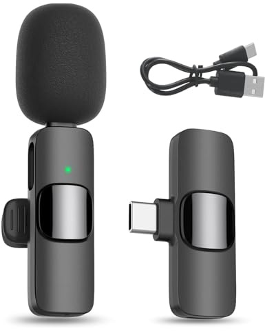Kabelloses Mini Mikrofon für Android - Lavalier Mic für Handy Videoaufnahmen/YouTube/Live Stream/Facebook/ Interview- Plug&Play, Geräuschreduzierung, Automatische Synchronisation(USB-C/1 Mic)