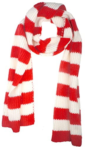 VIVIAN & VINCENT Fall Winter Ultra Soft Knit Striped Scarf for Women Men Boys Girls Christmas Red White