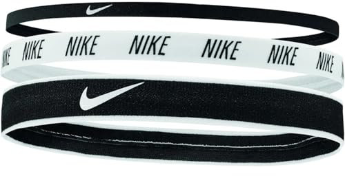 Nike Mixed Width Headbands 3er Pack (one Size, Schwarz Weiß Schwarz, Standardgröße, für Läufer, alle Geschlechter)