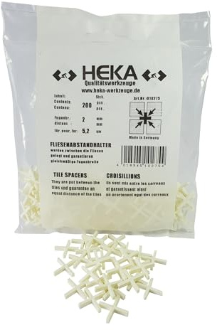 Fliesenkreuze 2 mm – 200 Stück | Kunststoff-Fugenhalter für Wand- & Bodenfliesen | Für gleichmäßige Fugenbreite | Dauerhaft in der Fuge | HEKA Qualitätswerkzeuge