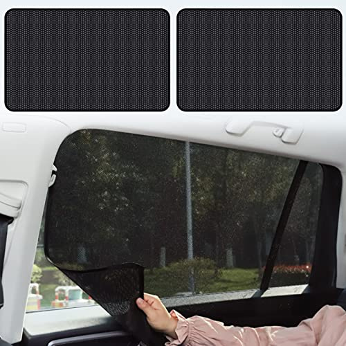 Sonnenschutz fürs Auto Vorhang, 2 Stück Magnetisch Sonnenschutz Vorhang, Sonnenschutz Auto Baby, UV-Schutz Wärmeisoliert, Für quadratische Fenster