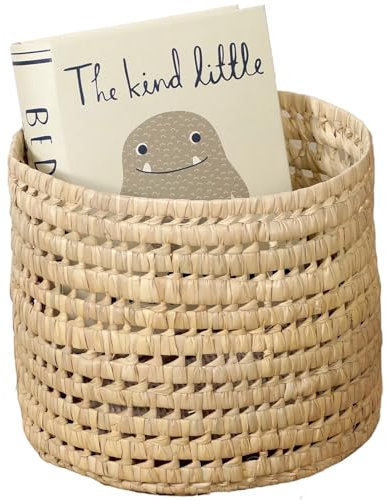 Bohome Living - Panier de Rangement Rond, Tressé, en Osier Naturel, Cache pot en Osier, Fait Main (Ø28cm)