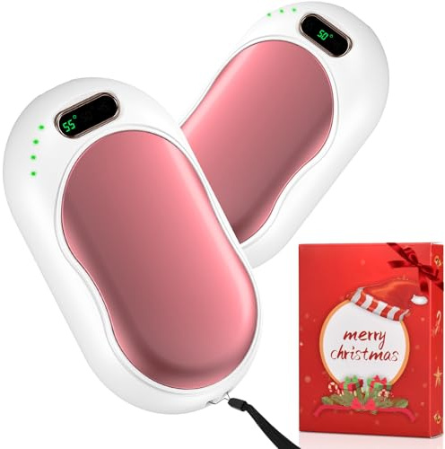 Calentador de Manos Recargable 2 en 1 Calienta Manos de Bolsillo Magnético 5000mAh Calentador Manos Reutilizable 3 Niveles de Calor, para Camping, Raynauds, Golf, Regalo Mujer Hombre, Oro Rosa