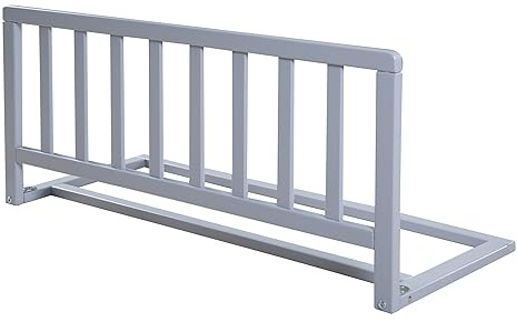 roba Barrera de Cama Infantil de Madera de 90 cm - Protección Segura contra Caídas para Bebés - A partir de 18 meses - Instalación Sencilla sin Taladrar - Altura de 38 cm - Gris