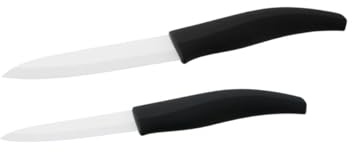 Nirosta 9920750 Lot de 2 Couteaux de cuisine en céramique, Couteau à découper, Lame de 12,5cm et 18 cm, Blanc, Noir, Céramique, Plastique, 24,5x3cm