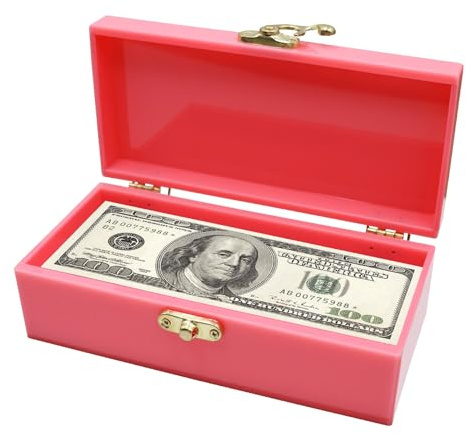 Dnoifne Acrylic Lockable Cash Box, Money Holder, Cash Organizer, Single Row Currency Tray, Money Storage Box