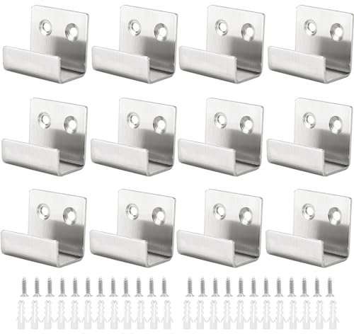 Keramikfliesen Wandhaken 12STK Halterung Display Mit Schrauben - Edelstahl Gebürstet Schwerlast für Spiegel, Hängende Bilder, Küche, Bad, Garage (Silber, 21mm Innenbreite)