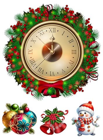 Uhr Weihnachten, Christmas Cake Topper,Tortenaufleger, 20cm Oblate Premium
