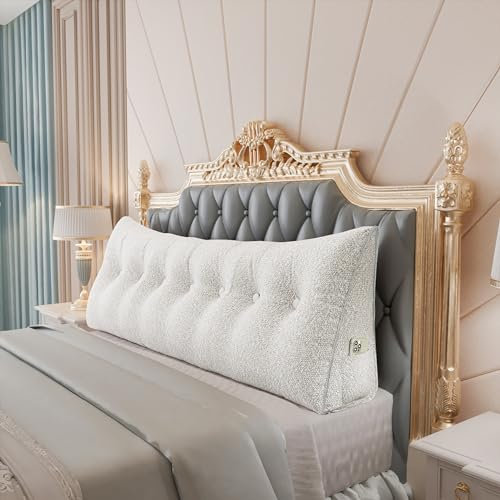 Rucener Großen Rückenkissen Dreieckigen Kissen Sofakissen HohenKopfteil Kopfkissen HohenKopfteil Rückenlehne für Bett Perfekt AlsKissen Zum Fernsehen und Lesen Gibt Es in Vielen Elegant Weiß 200CM