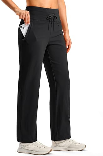 SANTINY Women's Fleece Lined Pants 29 Winter Warm Sweatpants Water Resistant Snow Ski Hiking Pants with Zipper Pockets (Black_L)