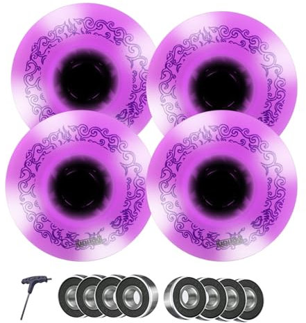 ANWEALTH 4er Pack Leuchtende 72 mm 76 mm 80 mm Inline Skate Rollen Rollschuh Skating Räder mm Ersatzräder für Inlineskates für Indoor Outdoor mit ABEC 9 Lager 90A Rollhockey Räder 4 Stück