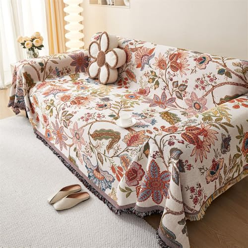 Highdi Sofadecke, 1 2 3 4 Sitzer Sofa Überwurf L Form Sofabezug Ecksofa Eleganter Druck Universelle Groß rutschfeste Couch Überzug Sofa Cover Decke für sitzfläche (180x340cm,Vintage Blume)