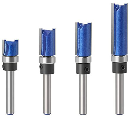 1/4 6,35 mm Schaftvorlage Schlimmungsscharnier Router Bit gerade Endmühle Trimmer Reinigung Flush Trim Tenon Holzfräsenschneider Set Set(4pcs 6mm shank)