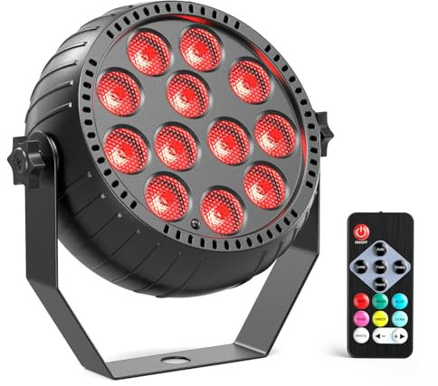 Glowingstage Mini RGB Projecteur Par LED Batterie, 12 LED Rechargeables Jeux de Lumiere avec Télécommande et Son Activé, Lumiere de Scène pour Fêtes, DJ, Disco, Bar, Mariage, Halloween, Noël