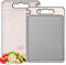Tatxmalv Tagliere da Cucina, Tagliere a Doppia Faccia 304 Paglia di Grano in Acciaio Inossidabile, Tagliere Antibatterico con Manico, Design Della Rete Resistente ai Graffi, Lavastoviglie