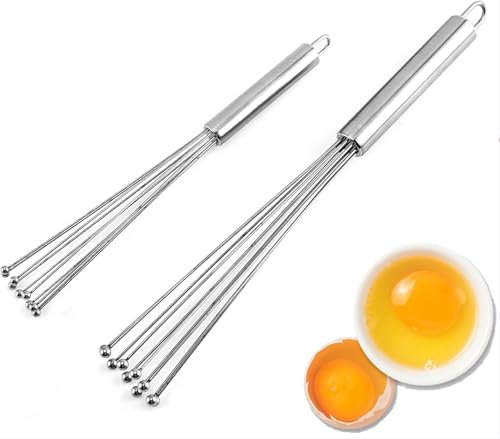 FortuneGlobe 2 frusta da cucina portatile in acciaio inox, frusta a sfera professionale con artigli semirigidi, battere, frusta e agitare per pasticceria e salse