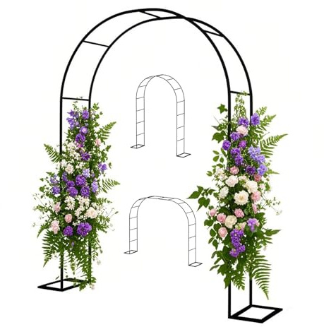Arco da giardino in metallo per piante rampicanti, 180 x 90 cm, robusto arco per rose, pergola decorativa per matrimonio, pergolato decorativo per esterni, disponibile in diverse larghezze (100400 cm)