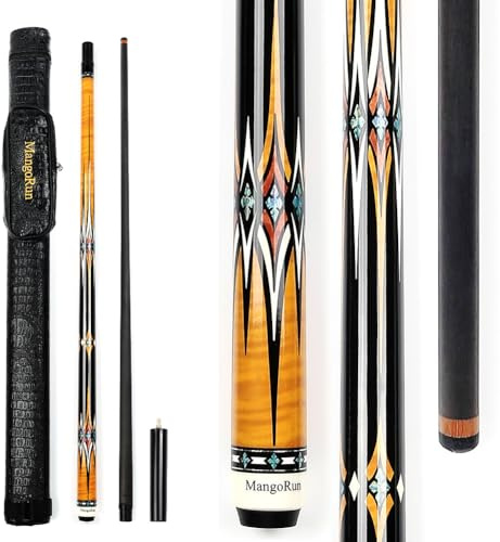 MangoRun Carbon-Faser Pool Cue 12.5mm,1/2 Billard Queue Billardqueue mit geringer Durchbiegung, Etui-Set mit Kleiner Verlängerung