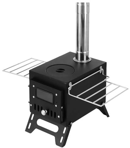 PoêLe à Sauna Poêle à bois de camping en plein air, chauffage pliable en acier inoxydable, brûleur à bois de chauffage avec fenêtre de feu de tente, outil de cuisson for feu de camp Pour Petits Saunas