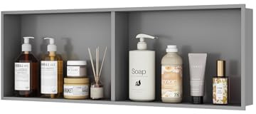 Bathlink Grey Shower Niche,Bathroom Niche Wall Insert,90×30×10cm,with Dividers,Easy to Install
