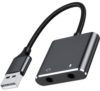 Gissroys Carte son USB Carte Son Stéréo Externe avec Port Microphone USB Jusqu'à 3 5 mm Adaptateur pour PC Ordinateur Portable Casque de Bureau