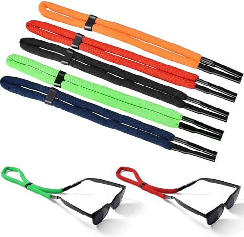 FLZONHUT Correa Flotante para Gafas,5 Piezas Ajustable Cordon Gafas,Anti-Pérdida Correas,Cordones para Gafas Deportivas Cinta Gafas Deporte para Playa,Piscina,Resistentes y Durareros