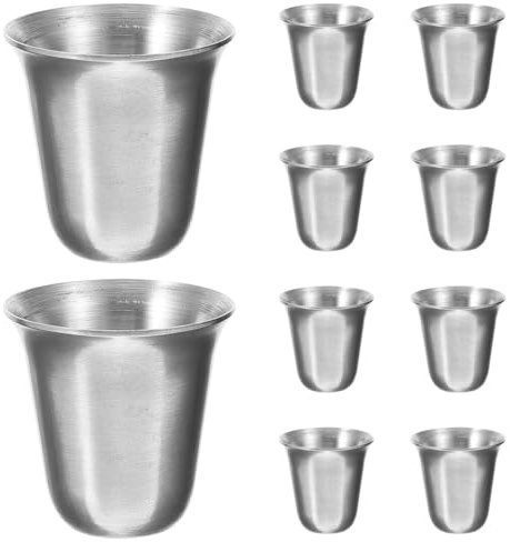 Didiseaon 10pcs Stainless Steel Communion Cup Holy Religious Silver Cup | Stackable Holy Communion Cup, Small Metal Fellowship Wine Christian Mugs Set Church Portable Decorations