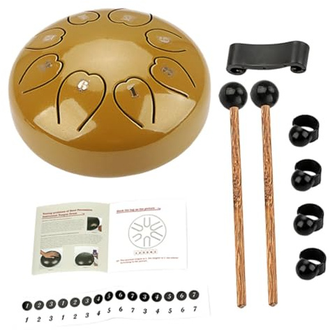 Metall Zungentrommel Xb04 1 Satz Gold, Ethereales Schlaginstrument | Unterricht und Freizeit, Spielbar mit Händen oder Drummallets, Langlebige Ausführung aus Metall und Holz