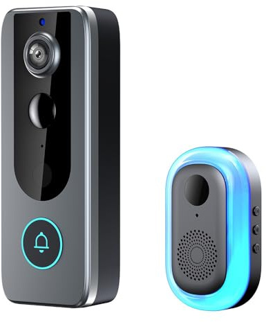 MIOLLYBO New Smart WiFi Doorbell & Security Cam in One, Full-Color Night Vision, Two-Way Talk, Motion Alerts, Auto Snapshots and Local Recordings Compatible with Smart App