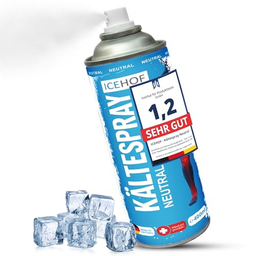 ICEHOF Spray frío Sport – Spray de hielo médico 400 ml – Spray de refrigeración para deportes y vida cotidiana, fútbol, entrenamiento – Refrigeración inmediata para contusiones, distensiones
