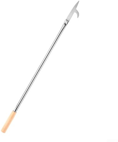 Fire Poker, 83 cm Crochet de cheminée en acier inoxydable pour cheminée et feu de camp, construction en fer forgé renforcé avec design amovible, pour camping et barbecue en plein air