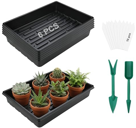 Chicpant 6 Piezas Bandejas Semilleros para Plantas Bandeja de Cultivo | Bandeja de Cultivo para Invernadero Jardín Hidropónico Germinación de Plantas Flores