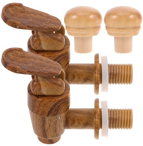 SWETRACE Tapón de Grifo para Barril de Vino Vintage, Plástico, 2 Juegos | 1,1cm de Diámetro del Poste, Rosca de 1,5cm, Cierre Hermético y Vertido Cómodo