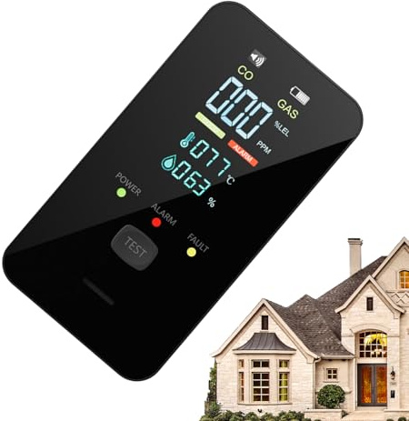 Rivelatori di monossido di carbonio,con display HD digitale - Rilevatore di gas e allarme temperatura per camper | per Casa Camera da Soggiorno Camera Bambini Cucina Seminterrato Camper
