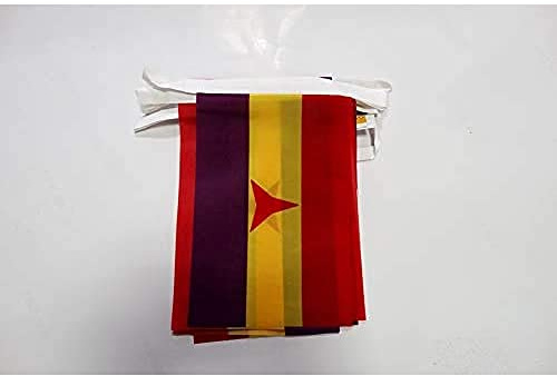 AZ FLAG Guirnalda España Republicana Brigadas 6 m 20 banderas | Uso interior y exterior Cadena de banderas de la republica española banderas cosidas sobre cinta reforzada poliéster ligero