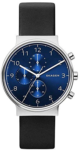 SKAGEN Herren Chronograph Quarz Uhr mit Leder Armband SKW6417