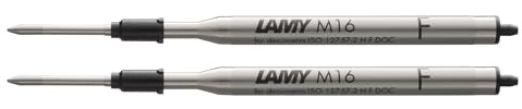 LAMY M16 2er Set Kugelschreiber-Großraummine aus Metall - Original Ersatzmine für alle Lamy Kugelschreiber Modelle - dokumentenecht - Strichbreite Fein in Tintenfarbe schwarz