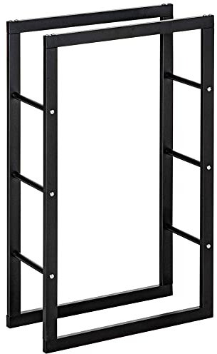 HOMCOM Range bûches Etagère porte bois de cheminée porte-bûches design contemporain charge max. 100 Kg dim. 60L x 25l x 100H cm métal noir
