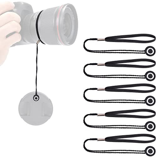 LENS-AID Objektivdeckel Halter mit Schnur für Lens-Caps: Universal Sicherung mit Gummiband passend zu Nikon, Fuji, Tamron, Sigma, Olympus (5 Stück)